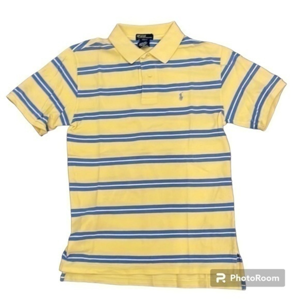 POLO RALPH LAUREN‎ Yellow Blue Stripe Pony Polo Shirt Size Youth Medium
